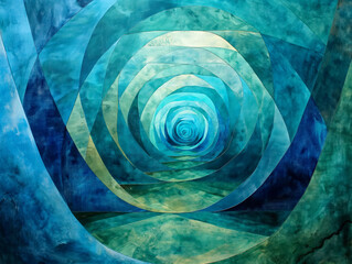 Wall Mural - A blue and green swirl with a blue center