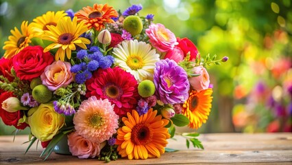 Beautiful bouquet of colorful flowers , floral arrangement, nature, vibrant, bright, celebration, gift, petal, garden, flora