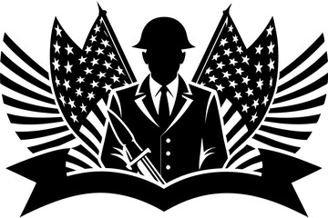 veterans day element silhouette,us vietnam Veterans Day black vector illustration