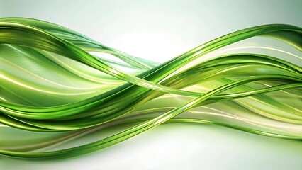 Canvas Print - Ethereal Green Waves: A Symphony of Flowing Lines  AI Generated