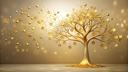 Wall Mural - Golden Tree of Crypto: A Symphony of Coins  Generative AI