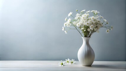 Wall Mural - Serene Still Life: White Flowers in a Porcelain Vase  AI generated