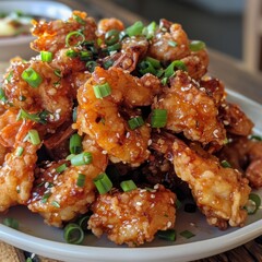 Poster - a plate of food with some meat and green onions