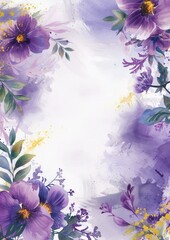 Poster - a purple and yellow flower border with a white background