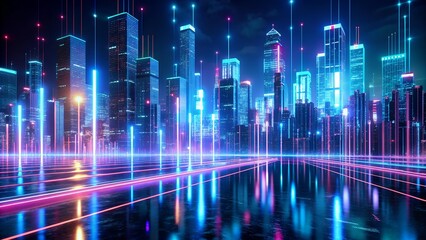Wall Mural - neon cityscape: a symphony of code generative ai
