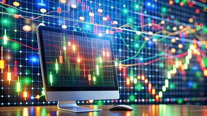 Wall Mural - nocturnal market pulse: a symphony of data and light ai generated