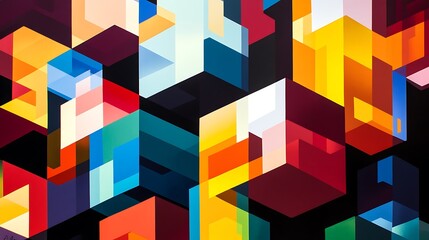 Wall Mural - Abstract Geometric Pattern of Multicolored Cubes