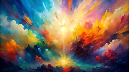 Wall Mural - a symphony of hues: abstract expressionist canvas of light generative ai