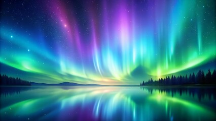 Wall Mural - Ethereal Aurora Borealis: A Symphony of Celestial Hues  Generative AI