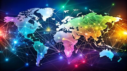 Wall Mural - Abstract Network of Connections: A Visual Representation of Global Communication and Collaboration  generative AI