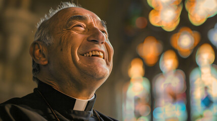 Priest of Christian religion smilling
Catholic church priest