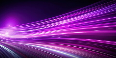 Wall Mural - Abstract purple background with flowing light trails representing speed and motion at night, purple, background, light, night