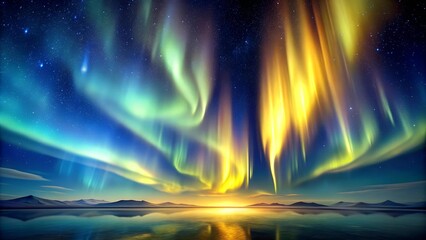 Wall Mural - golden shimmering aurora borealis: a celestial tapestry of luxury generative ai