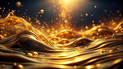 Wall Mural - molten gold cascade: an abstract symphony of liquid light ai generated