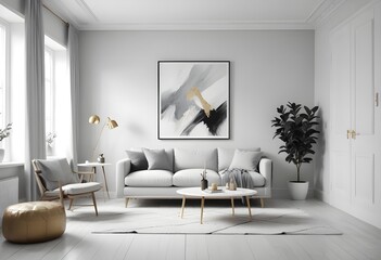 White and gold theme interior modern minimalism photo realism neww Style 3d Paints Doodle Illustration Deep View High Results 4k HD