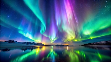 Wall Mural - a symphony of aurora borealis: a celestial dance of light and color generative ai
