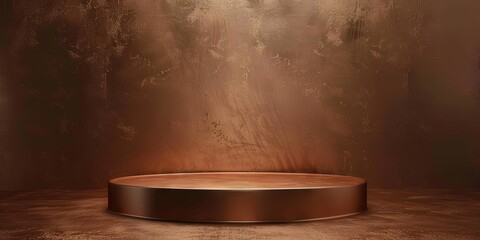 Wall Mural - empty copper podium for product display, copper background 