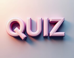 Wall Mural - 3D pink 'QUIZ' text on a light background with shadow effects