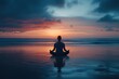 © InnovPixel - A serene scene of a person meditating by the beach at sunset, reflecting tranquility and connection with nature