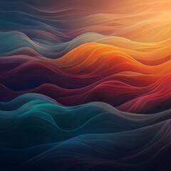 Wall Mural - A colorful, abstract painting of waves with a blue and green background