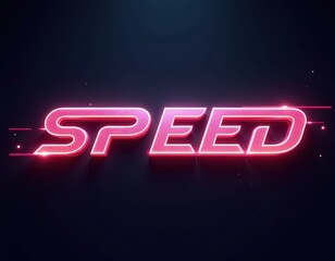 Wall Mural - neon pink 'speed' text with glowing effect on a dark background.