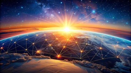 Wall Mural - Cosmic Tapestry: The Interwoven Threads of Technology and Nature  generative AI