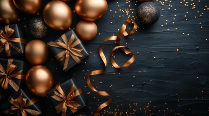 Elegant black and gold celebration scene - generative ai