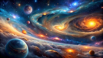 Wall Mural - Celestial Tapestry: A Symphony of Stars and Nebulae  Generative AI
