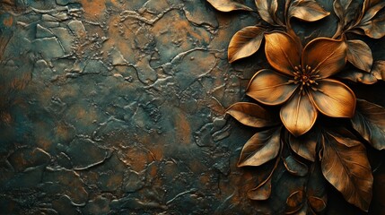 Wall Mural - Delicate floral designs highlight the artistry of a textured background with rich hues and elegant details