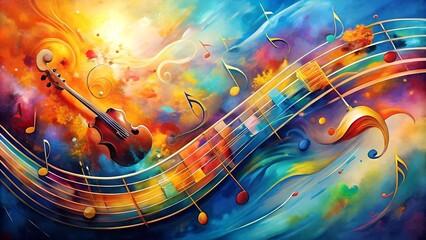 Wall Mural - abstract symphony of sound: a vibrant canvas of music's essence generative ai