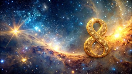 Wall Mural - A Golden Ampersand Gleams Amidst the Starry Void, a Beacon of Connection in the Vastness of Space  AI Generated