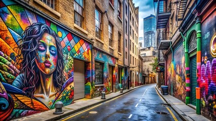 Naklejka na meble Vibrant Cityscape with Street Art and Graffiti  Generative AI