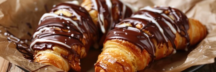 Poster - Sweet pretzel baked with flaky dough and half dipped in chocolate