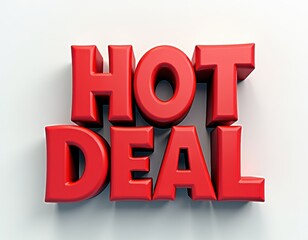 Wall Mural - Hot Deal 3D Typography. Sale, price discount, retail concept banner illustration