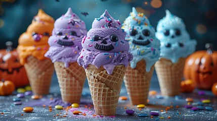 Wall Mural - Halloween Ice Cream Cones