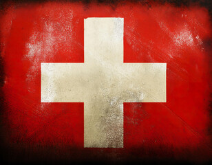 Wall Mural - Distressed Looking Grunge Swiss Flag