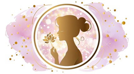 Wall Mural - silhouette of woman holding flower