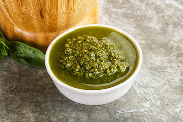 Wall Mural - Homemade vegetarian basil pesto sauce