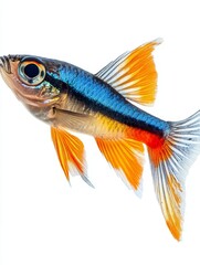 Vibrant Orange and Blue Neon Tetra Fish