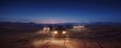 © Viacheslav - Military convoy crossing a desert at night, headlights illuminating the sand, 4K hyperrealistic photo
