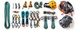 © Viacheslav - Isolated rock climbing gear on white background, 4K hyperrealistic photo