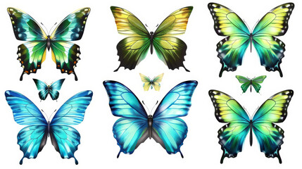 Wall Mural - set of colorful butterflies isolated on white background