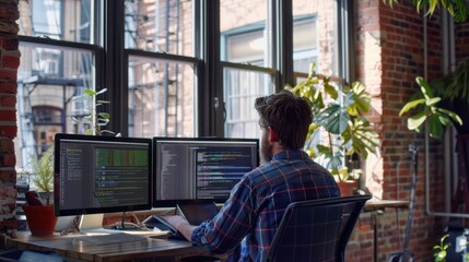 The programmer writing code