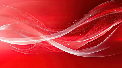 Abstract red background with smooth wave patterns and white dot accents, ideal for dynamic and stylish graphic designs.