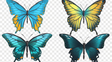 Wall Mural - set of colorful butterflies isolated on white background