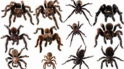 Wall Mural - set of spider on a white background