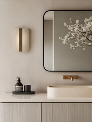 Wall Mural - Elegant Modern Bathroom Design with Stylish Vanity and Mirror