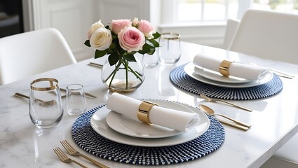 wedding table setting with flowers