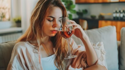 alcoholism, alcohol addiction and people concept - drunk woman or alcoholic woman drinking wine and spirits at home, alcohol problems.