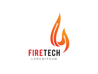 Wall Mural - Fire tech logo symbol or icon template